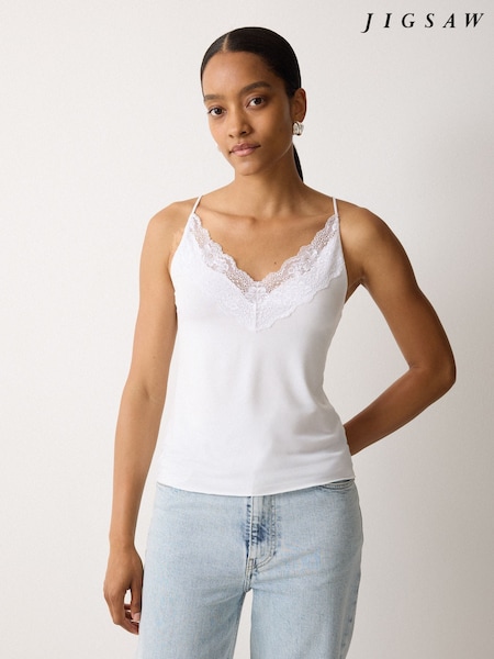 Jigsaw White Modal Lace Camisole (Y03955) | £32
