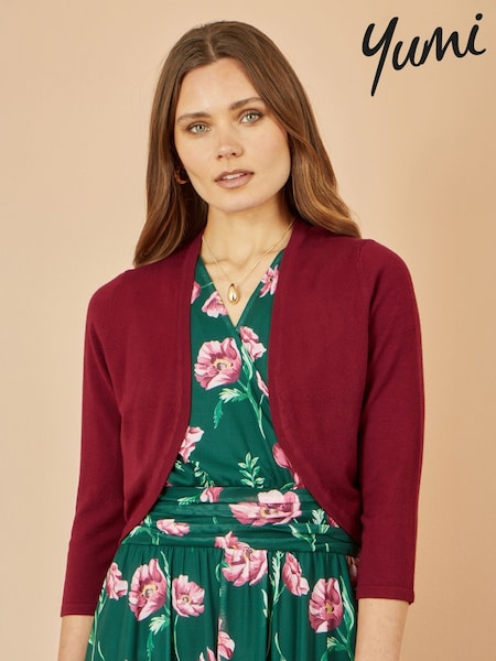 Yumi Red Knitted Cardigan (Y03970) | £45