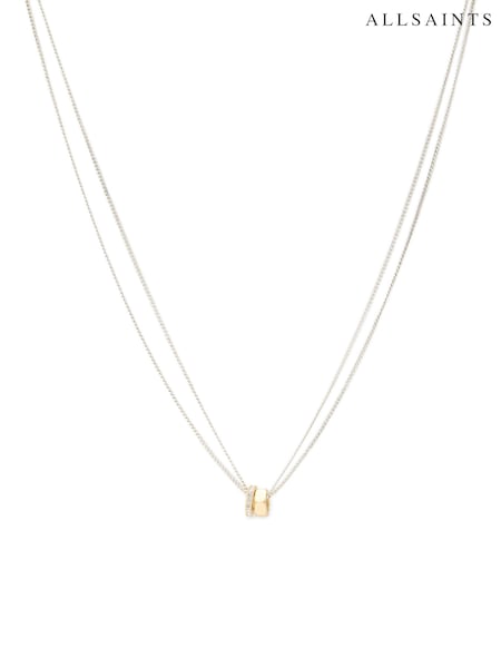 AllSaints Gold Tone Signature Hexagon Bolt Pendant Necklace (Y03976) | £45