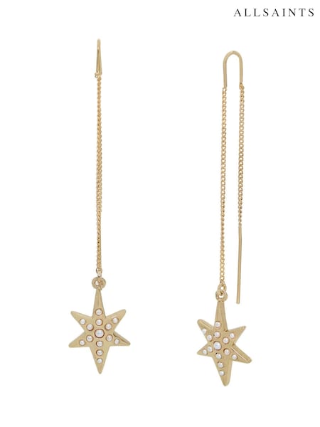 AllSaints Gold Tone Starburst Threader Earrings (Y03995) | £35