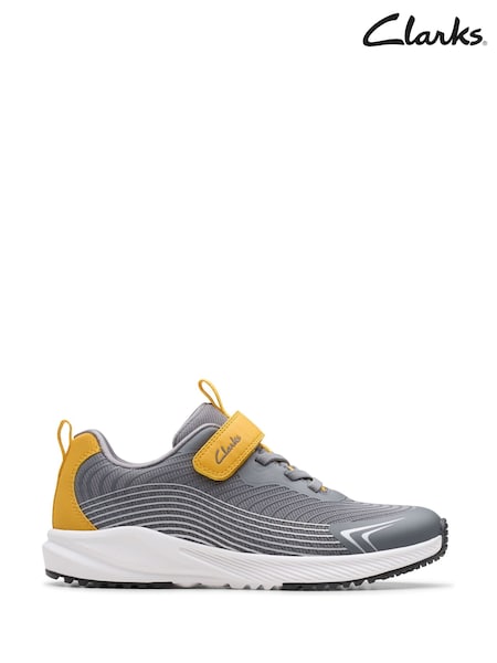 Clarks Grey Deyes Dash Kids Shoes (Y04025) | £25 - £27