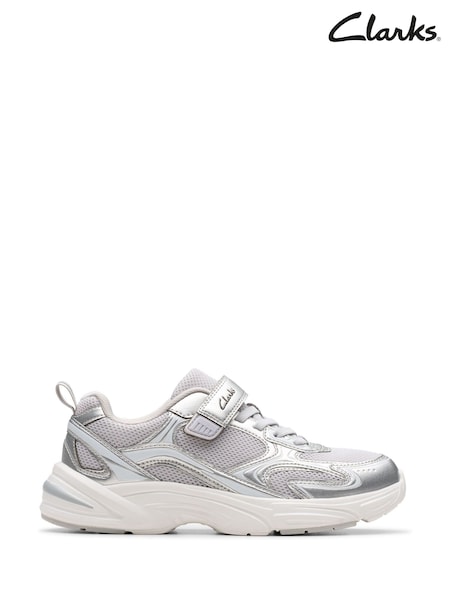 Clarks Silver Crafton Move Kids Shoes (Y04050) | £25 - £27