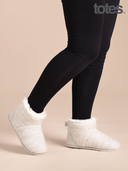 Totes Grey Isotoner Ladies Sparkle Knit Boot Slippers (Y04236) | £32
