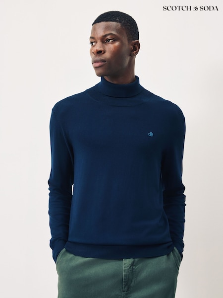 Scotch & Soda Blue Viscose Turtleneck Knit Jumper (Y04242) | £75