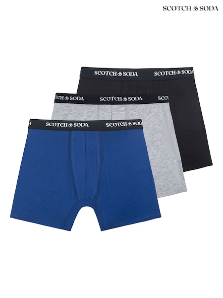Scotch & Soda Blue 3 Pack Cotton Stretch Boxer Briefs Underwear (Y04244) | £30