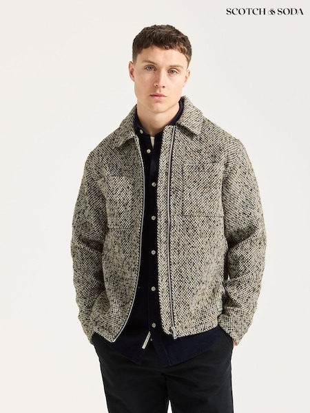 Scotch & Soda Green Wool Blend Tweed Zip Jacket (Y04256) | £185