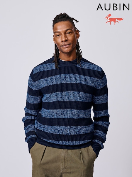 Aubin Blue	Martin Striped Crew Jumper (Y04360) | £89
