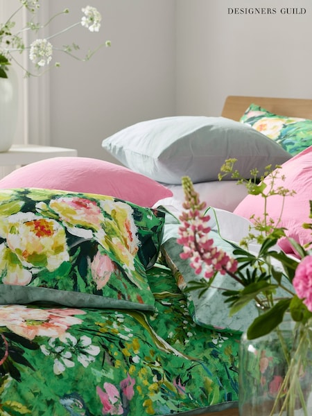 Designers Guild Emerald Green Set Of 2 Margaretta 200 Thread Count Pillowcases (Y04386) | £26