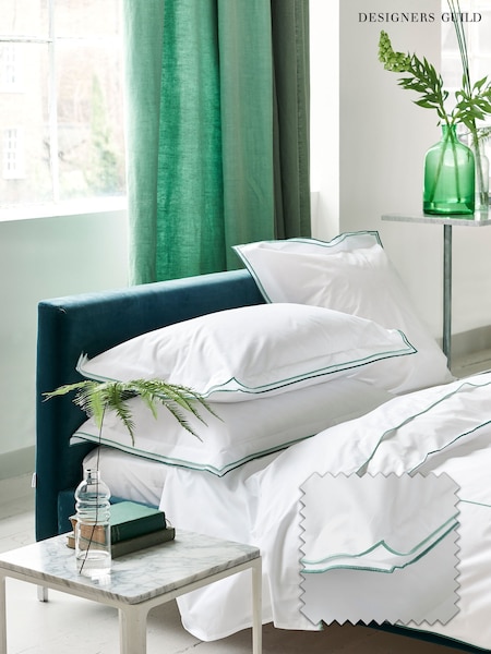 Designers Guild Porcelain Green Astor 400 Thread Count Duvet Cover and Pillowcase Set (Y04397) | £85 - £165