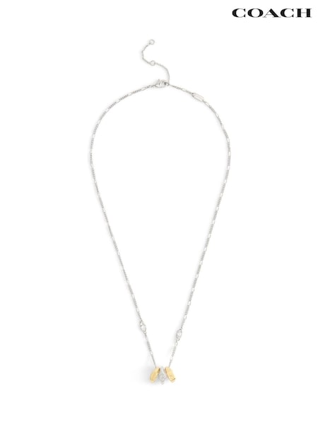 COACH Gold Tone Signature Signet Rondelle Pendant Necklace (Y04413) | £125