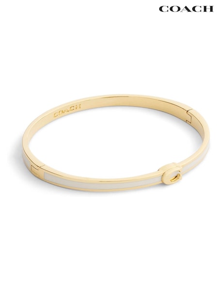 COACH Gold Tone Signature C Enamel Bangle Boxed Bracelet (Y04415) | £75