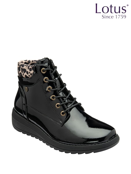 Lotus Black Patent Ankle Boots (Y04446) | £65