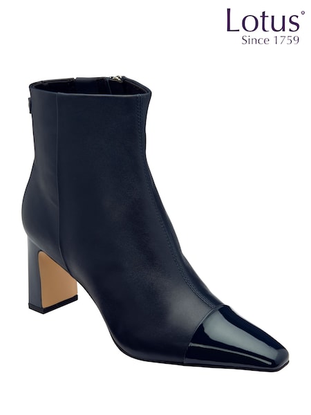 Lotus Blue Leather Pointed-Toe Ankle Boots (Y04471) | £99