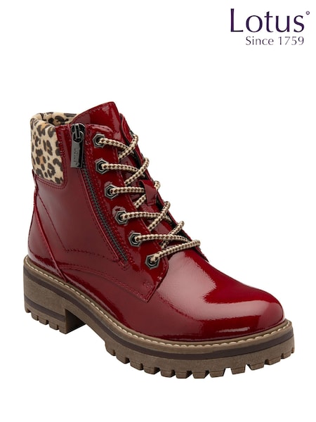 Lotus Red Zip-Up Ankle Boots (Y04476) | £65