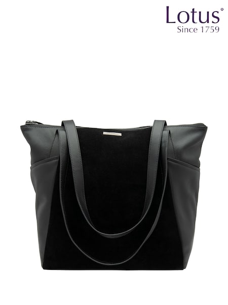 Lotus Black Leather & Suede Tote Bag (Y04480) | £70