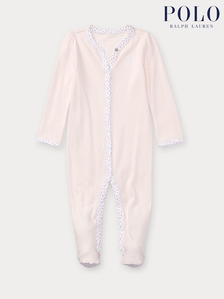 Polo Ralph Lauren Pink Baby One Piece Sleepsuit Coverall (Y04529) | £55
