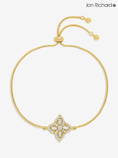 Jon Richard Gold Tone Crystal Clover Bracelet (Y04604) | £30
