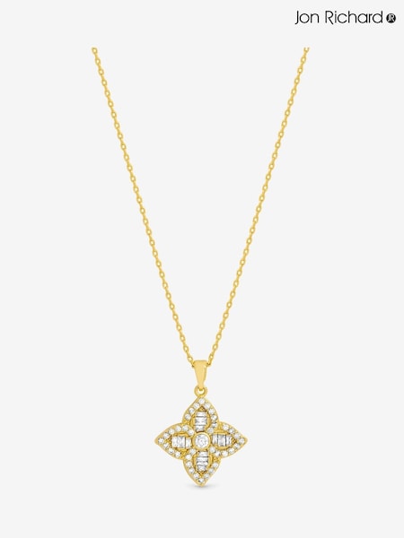 Jon Richard Gold Tone Crystal Clover Necklace (Y04607) | £30