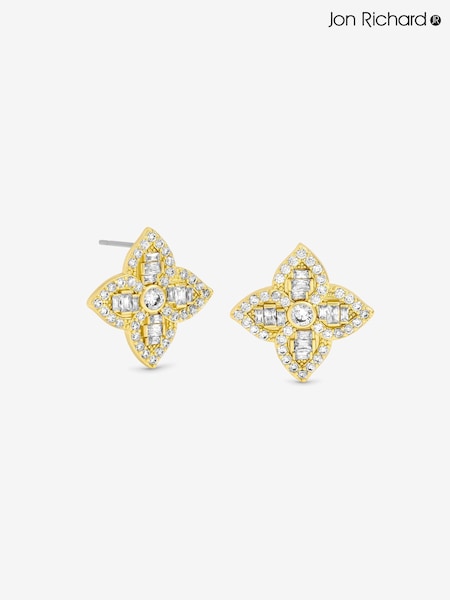 Jon Richard Gold Tone Crystal Clover Earrings (Y04610) | £30
