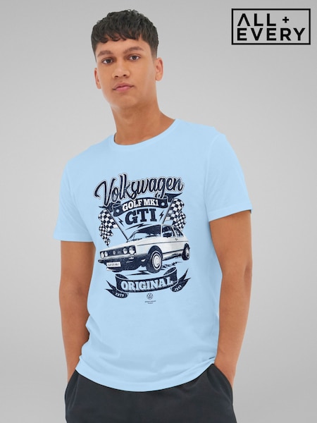 All + Every Blue Volkswagen Golf GTI MK1 Original Racing Flags Mens T-Shirt (Y04626) | £25