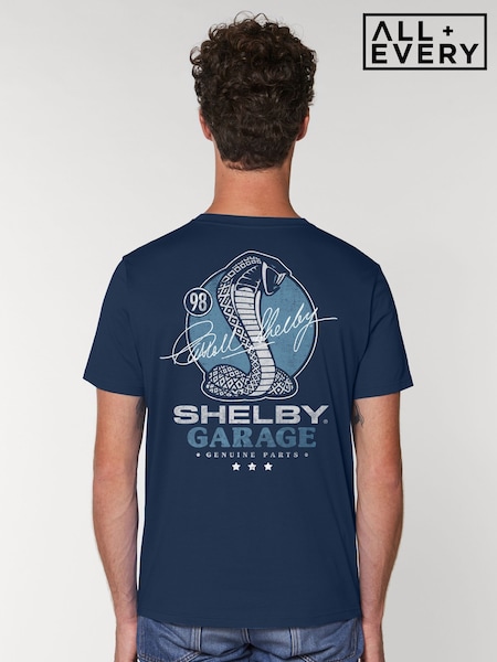 All + Every Blue Shelby Garage Genuine Parts Back Print Mens T-Shirt (Y04628) | £25