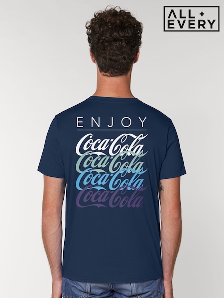 All + Every Blue Coca Cola Enjoy Back Print Mens T-Shirt (Y04630) | £25