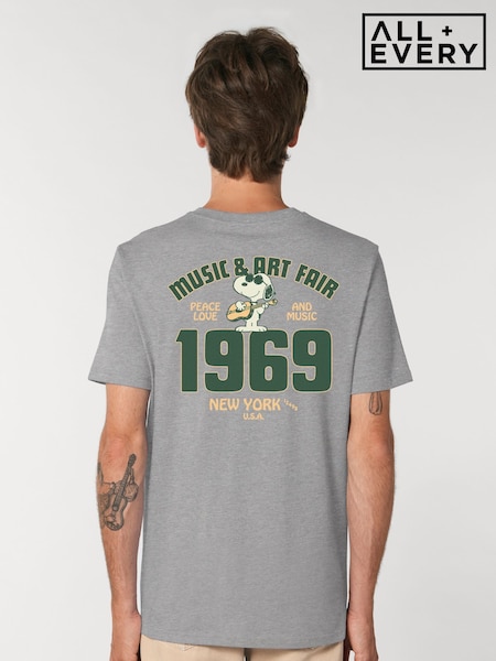 All + Every Grey Peanuts Music And Art Fair 1969 Back Print Mens T-Shirt (Y04637) | £25