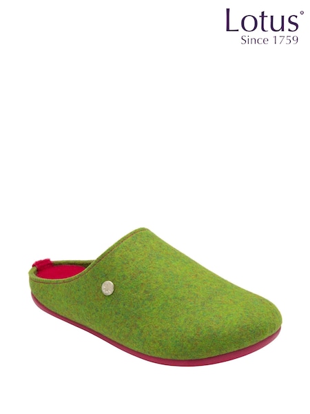 Lotus Green Textile Flat Mule Slippers (Y04650) | £30