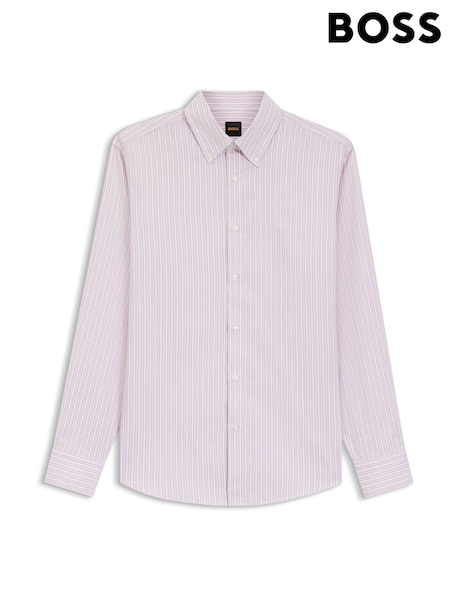 BOSS Purple Ricoplus Stripe Regular-Fit Oxford Shirt (Y04747) | £99