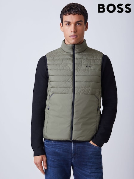 BOSS Cream Logo Regular-Fit Padded Gilet (Y04748) | £229