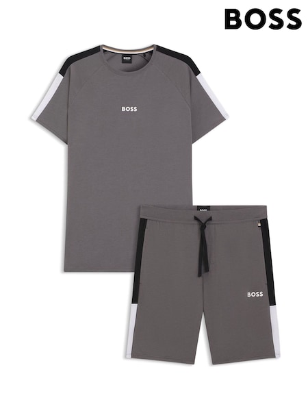 BOSS Grey Regular-Fit Logo Pyjamas Set (Y04815) | £129