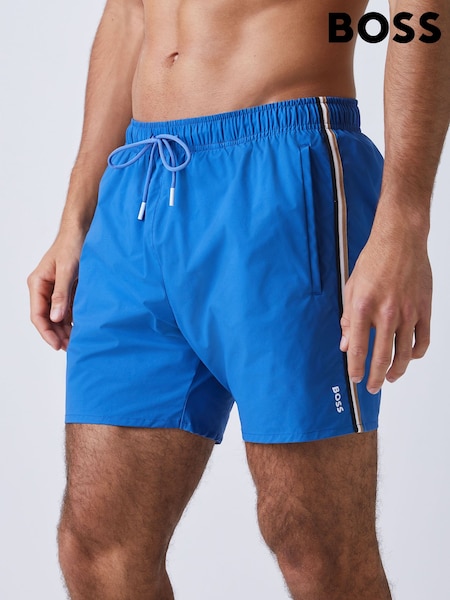 BOSS Blue Iconic Side Stripe Logo Swim Shorts (Y04817) | £59