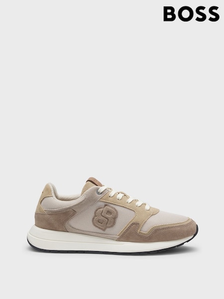 BOSS Cream Vinston Logo Trainers (Y04899) | £199