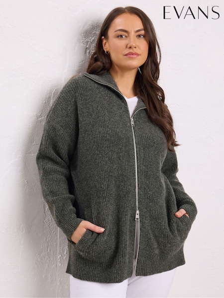 Evans Double Zip Cardigan (Y04932) | £43