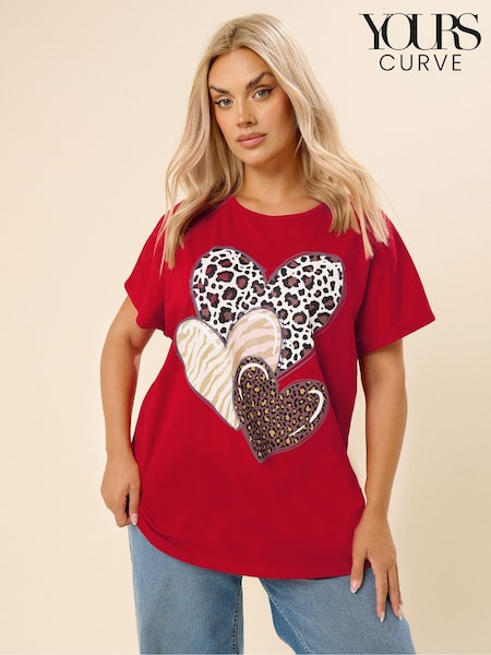 Yours Curve Red Triple Heart Logo Top (Y04949) | £20