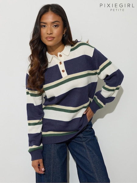 PixieGirl Petite Blue Stripe Rugby Jumper (Y04956) | £31