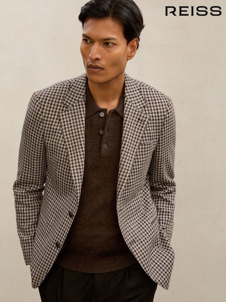 Atelier Brown Vincotto Atelier Check Single-Breasted Blazer Wool Tailored-Fit (Y05018) | £598