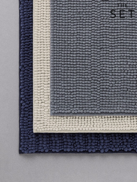 The Set 3 Pack Navy/White Textured Bobble Bath Mats (Y05117) | £26