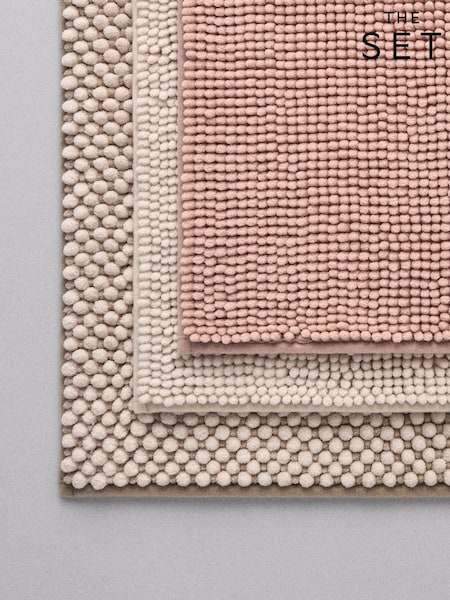 The Set 3 Pack Pink/Natural Bobble Bath Mats (Y05119) | £24