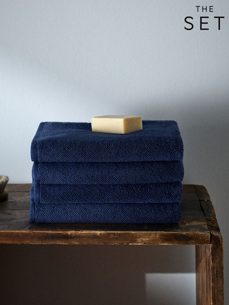 The Set Navy Blue Set of 4 Popcorn Texture Towels (Y05120) | £18