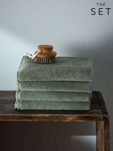 The Set Sage Green Set of 4 Popcorn Texture Towels (Y05122) | £18