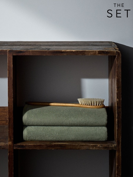 The Set Sage Green Set of 2 Popcorn Texture Towels (Y05130) | £20 - £28