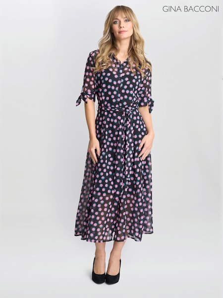 Gina Bacconi Adrienne Shirt Black Dress (Y05182) | £140