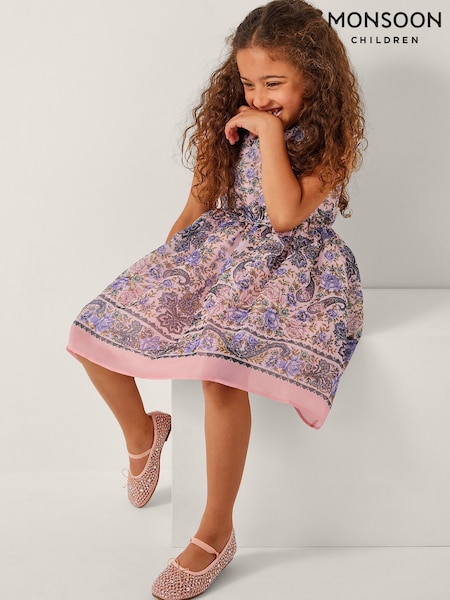 Monsoon Pink Poppy Floral Paisley Print Dress (Y05384) | £46 - £56
