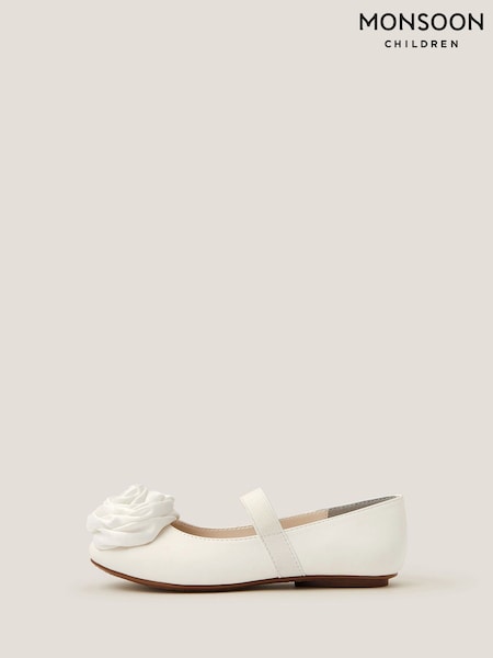 Monsoon Natural Rosette Strap Ballet Flats (Y05397) | £25 - £29
