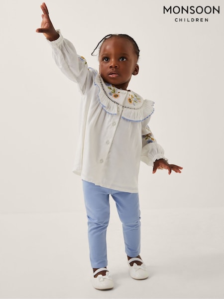 Monsoon Natural Baby Embroidered Blouse & Leggings Set (Y05406) | £28 - £32