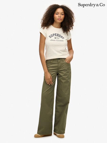 Superdry Green Mid Rise Baggy Chinos (Y05463) | £50