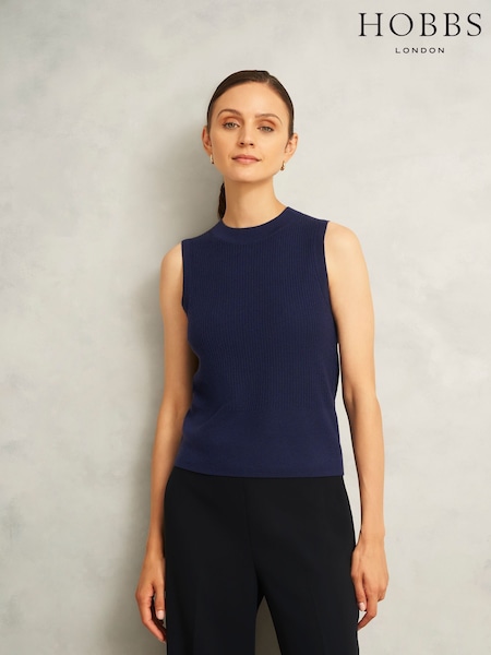 Hobbs Blue Yasmin Knitted Vest (Y05583) | £79