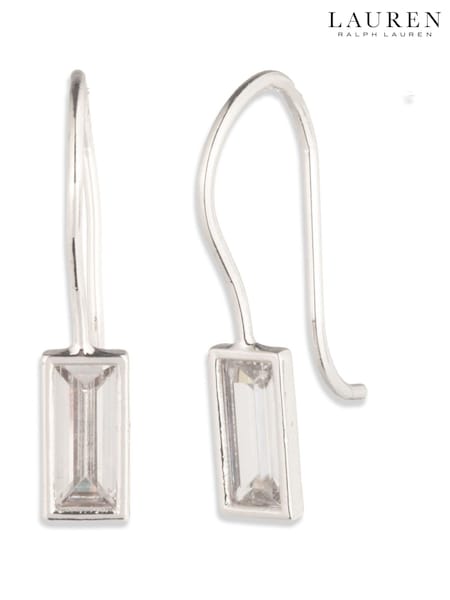 Lauren Ralph Lauren Silver Tone Crystal Baguette Drop Earrings (Y05612) | £50