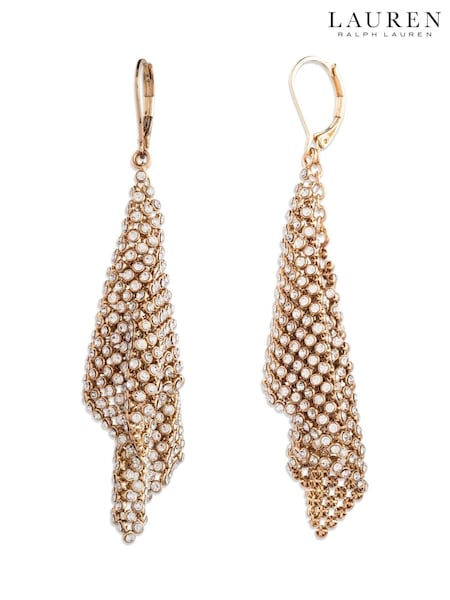Lauren Ralph Lauren Gold Crystal Mesh Drop Earrings (Y05617) | £110